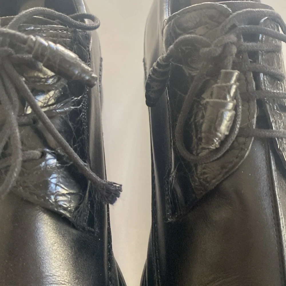 MEZLAN Julian Men's Black Crocodile Leather Dress Shoes Size 10.5 M